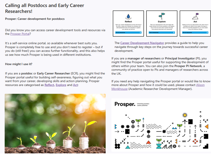 Image of Prosper being featured in the March 2025 edition of Huddersfield's Training Collective newsletter